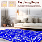 Ornate Blue White Flourish Pattern Rug