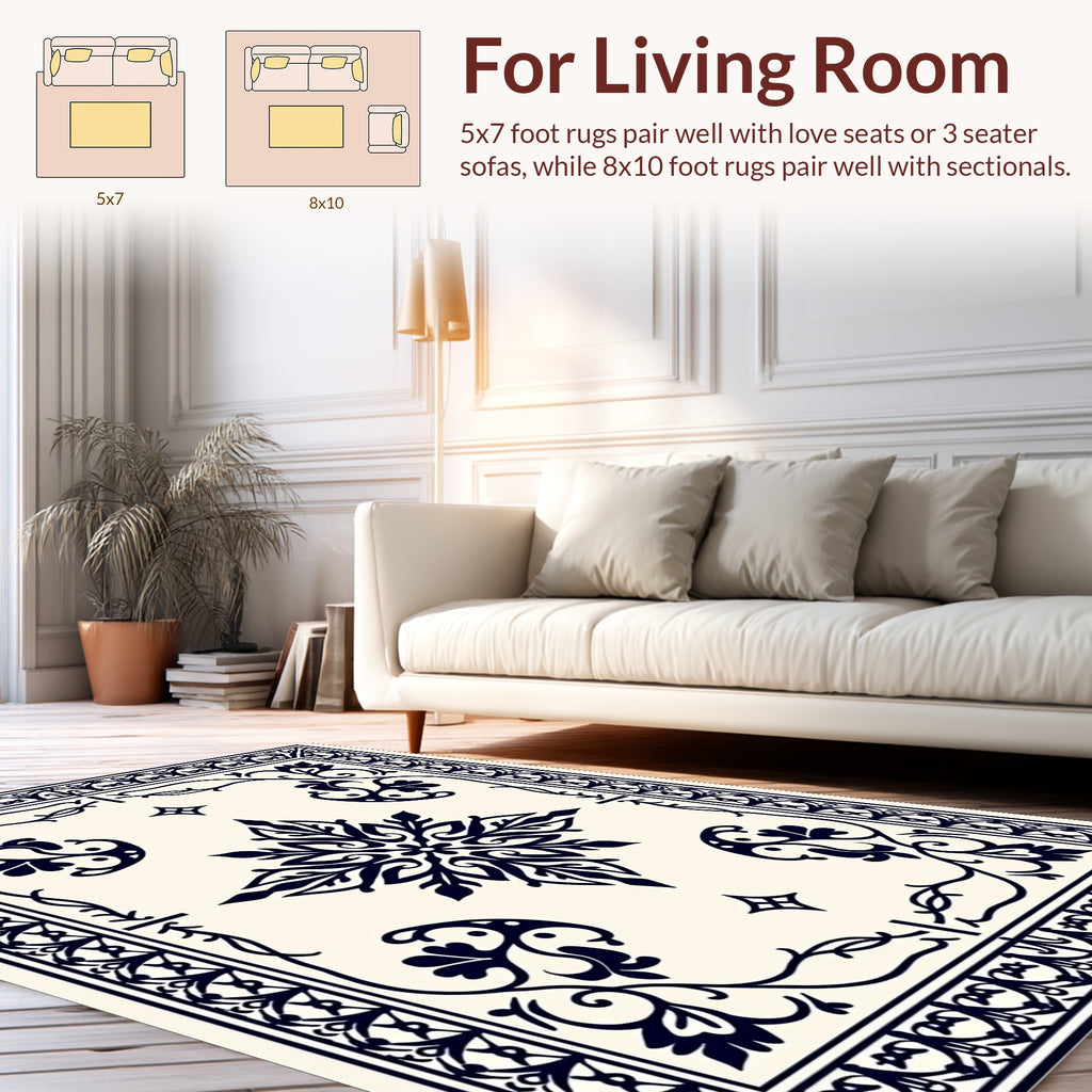 Classic Floral Medallion Frame Design Rug
