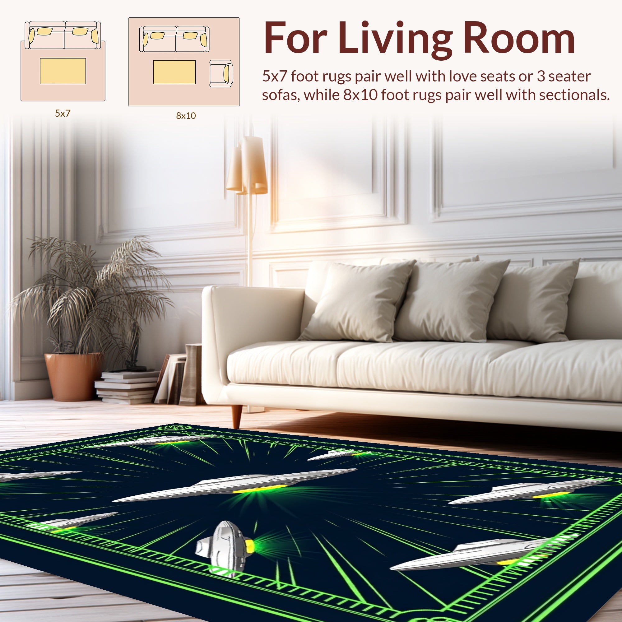 SciFi Flying Saucer Beam Pattern Rug