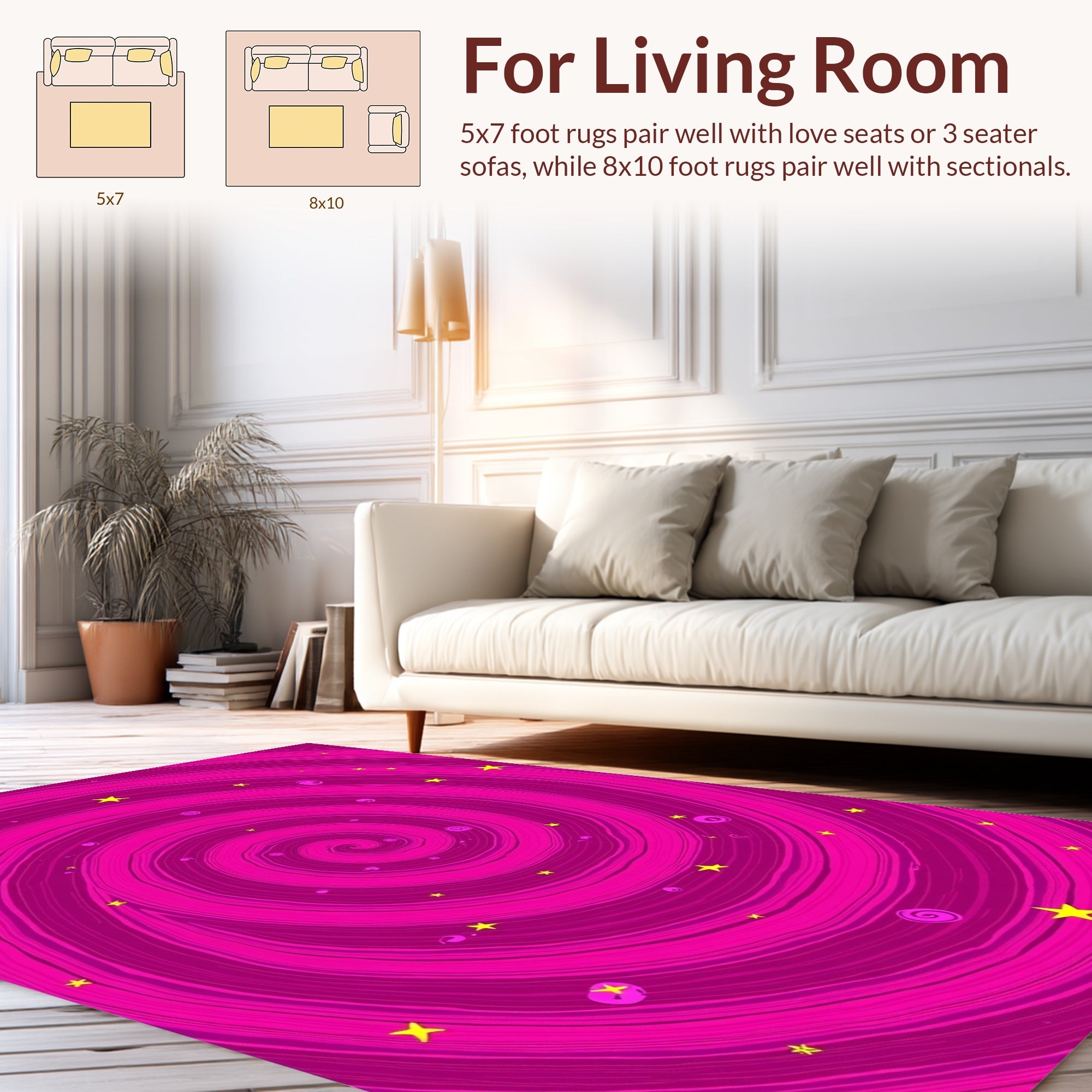 Pink Swirling Starry Psychedelic Design Rug