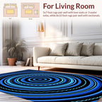 Concentric Blue Circles Pattern Rug