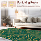Art Nouveau Gold Emerald Swirl Design Rug