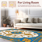 Royal Blue Geometric Floral Medallion Design Rug