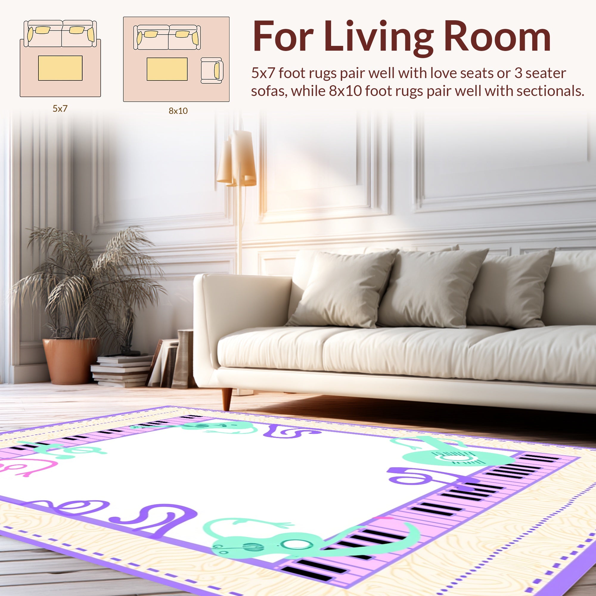 Music Notes and Guitars Pattern Rug