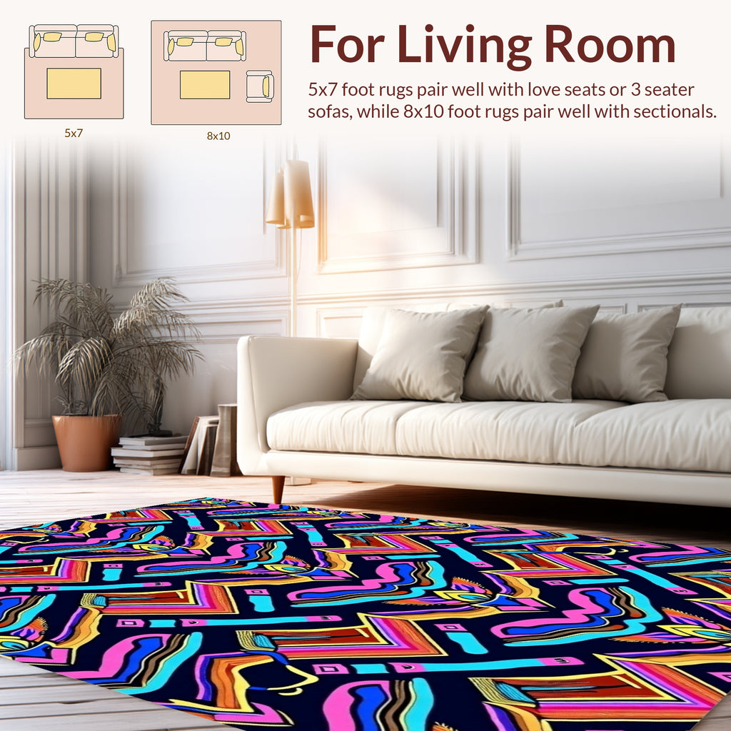 Vibrant Geometric Wave Pattern Rug