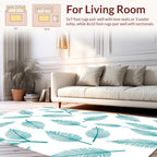 Elegant Teal Leaf Pattern Rug