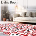Red Utensil Dot Pattern Rug