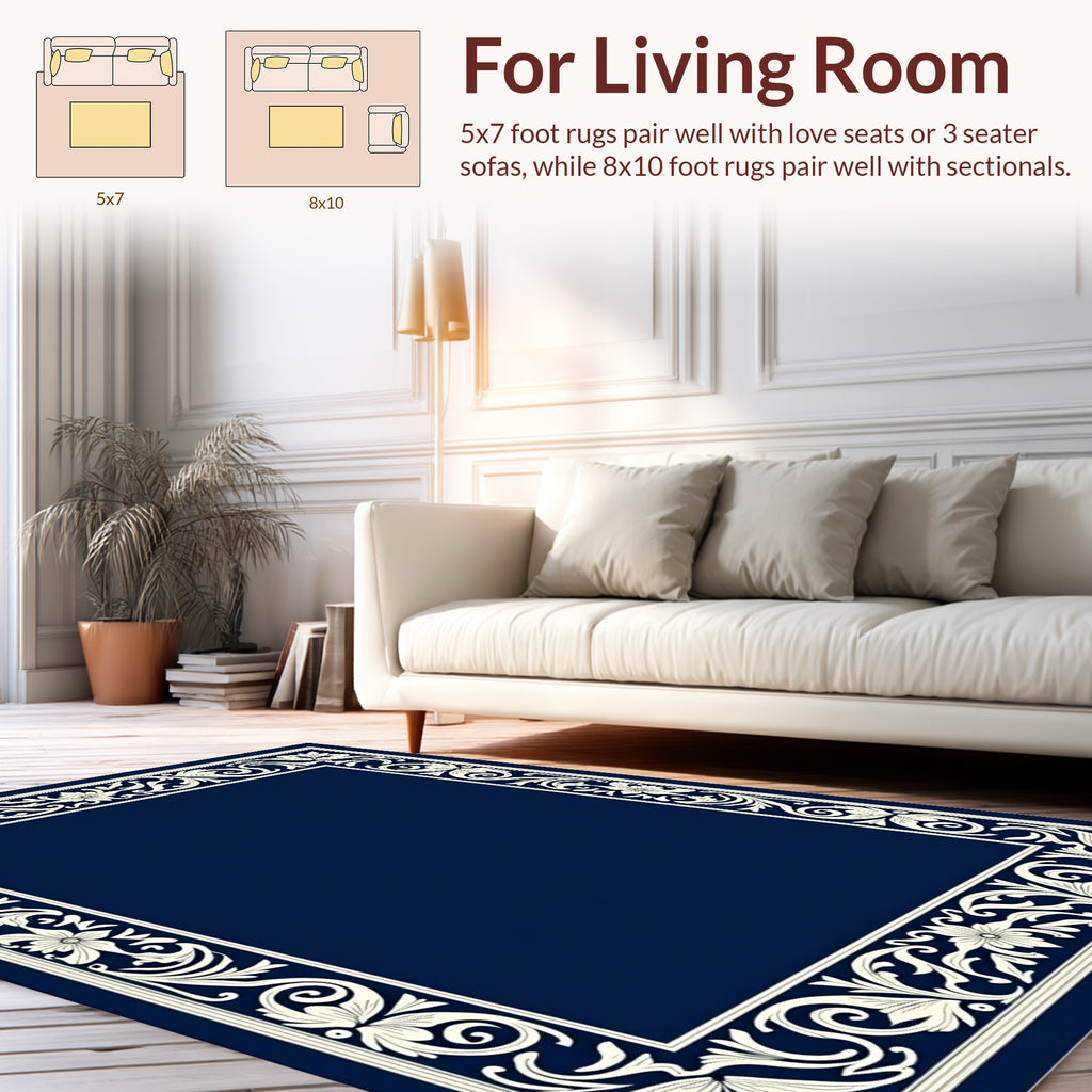 Classic Floral Scroll Border Rug