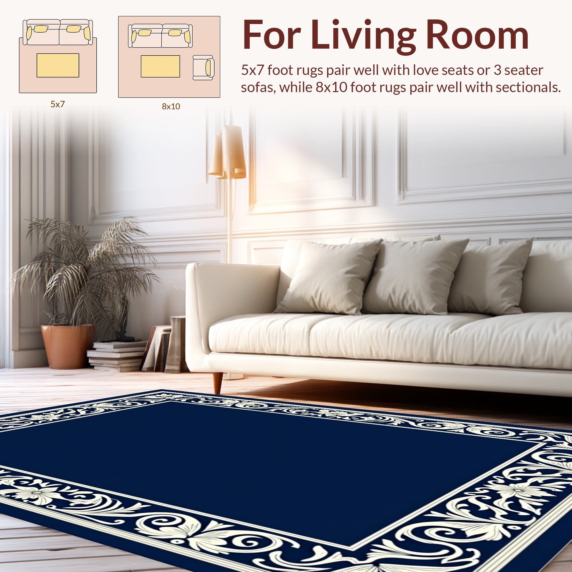 Classic Floral Scroll Border Rug