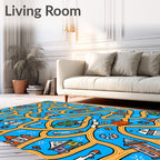 Whimsical Town Train Track Adventure Rug