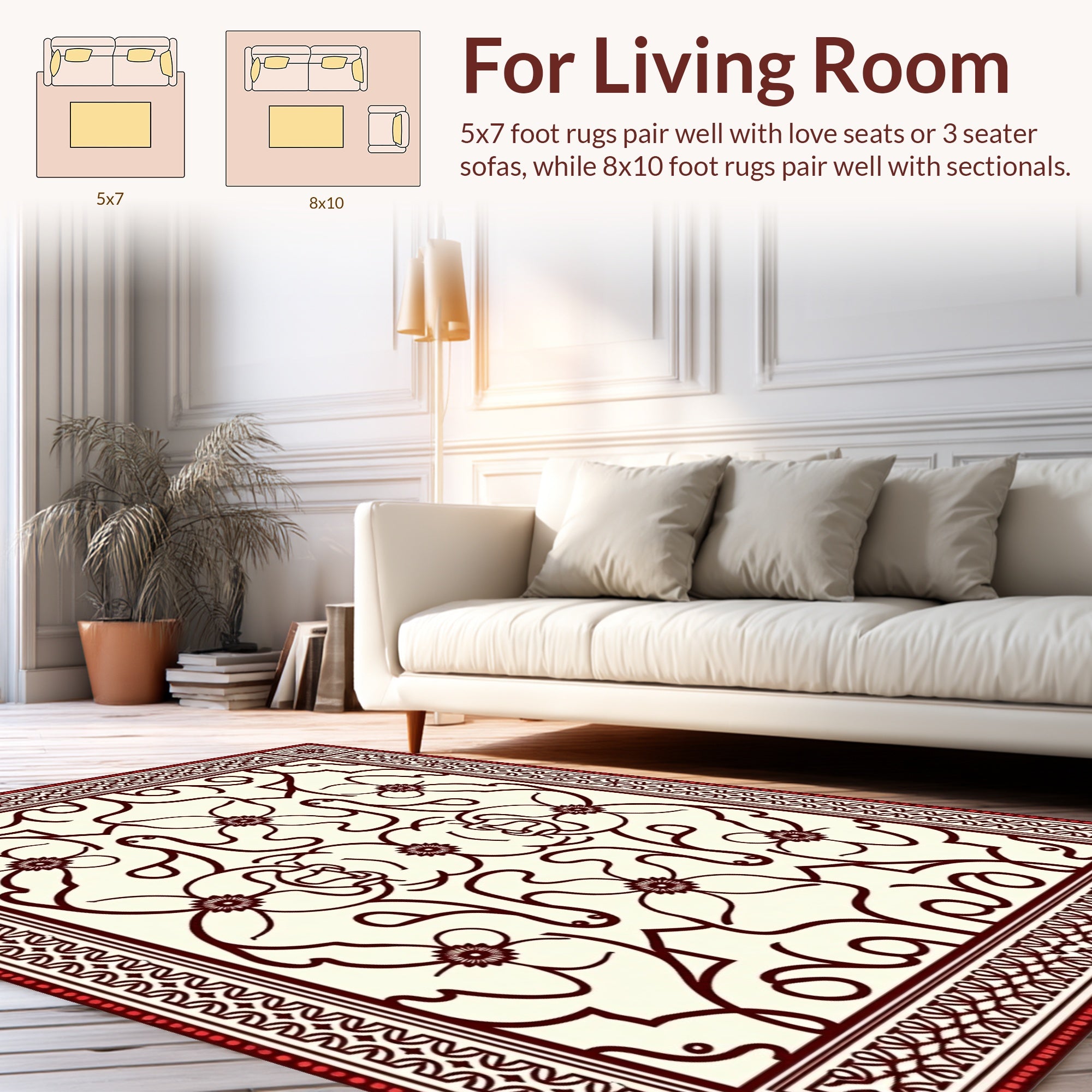 Ornate Floral Red Pattern Rug