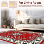 Classic Red Floral Medallion Design Rug