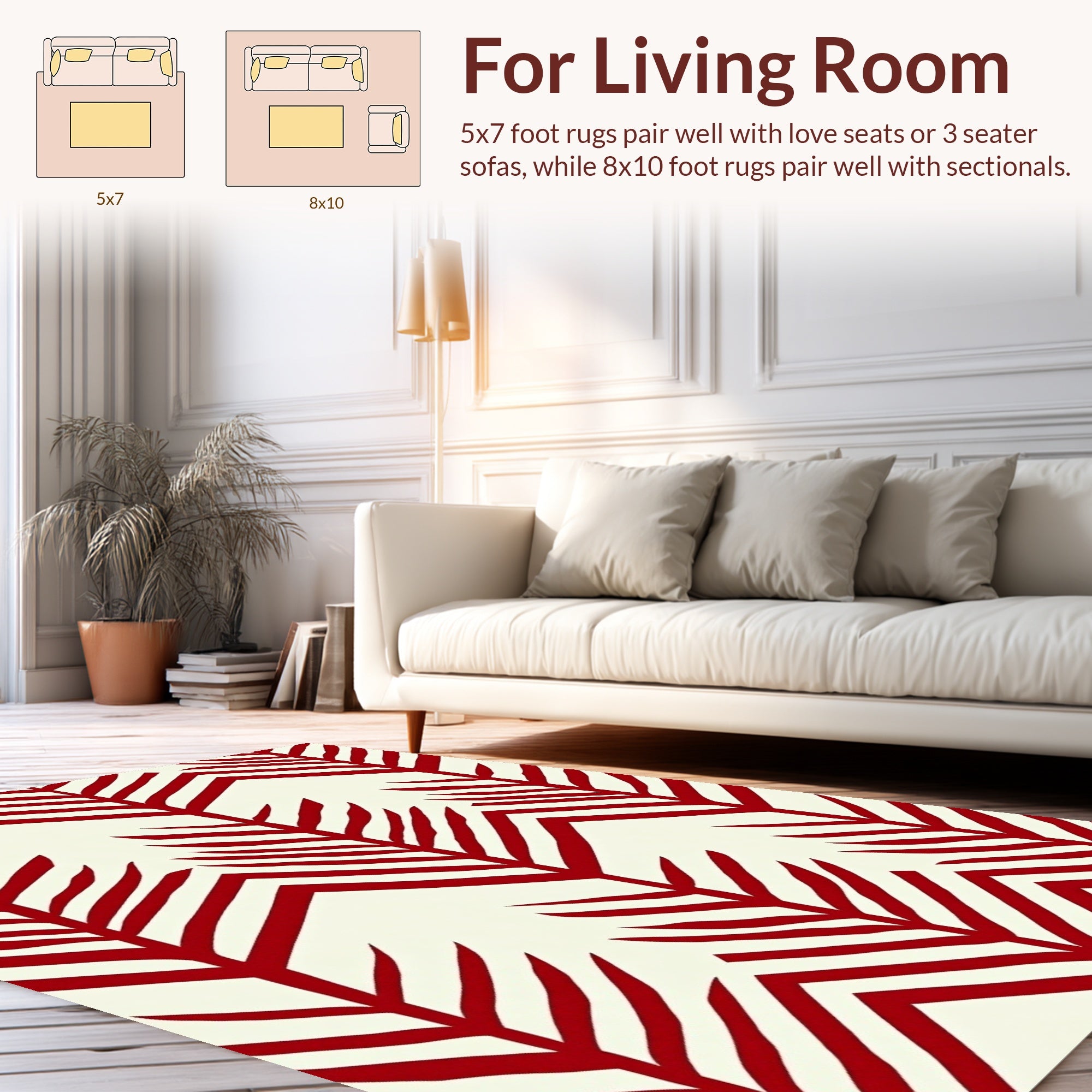 Bold Red Fern Chevron Pattern Rug