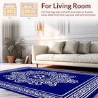 Classic Circular Mandala Blue White Design Rug