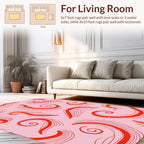 Abstract Red Swirls Pattern Rug