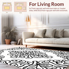 Black And White Floral Damask Design Rug