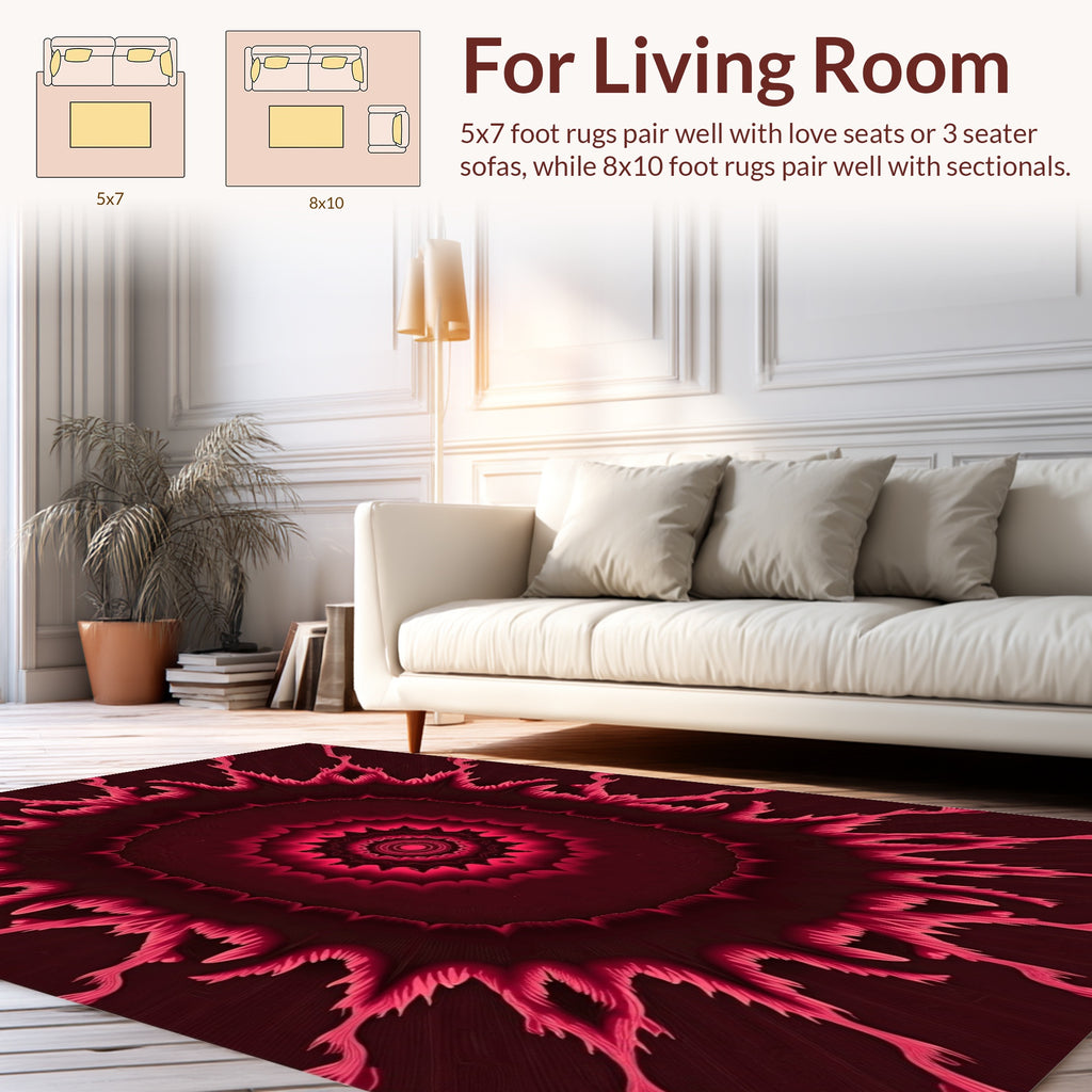 Fiery Radial Bloom Pattern Rug