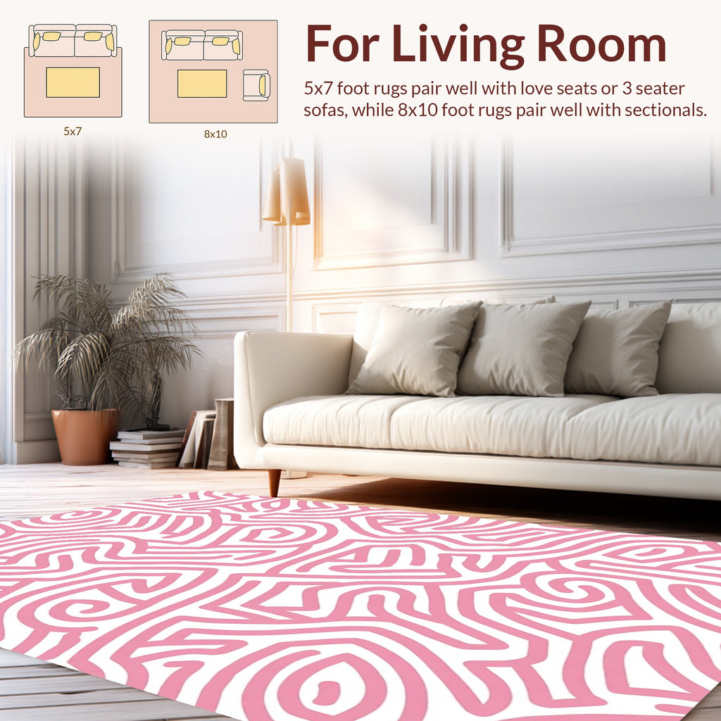 Pink Labyrinth Pattern Rug