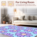 Retro Purple Daisy Pattern Rug