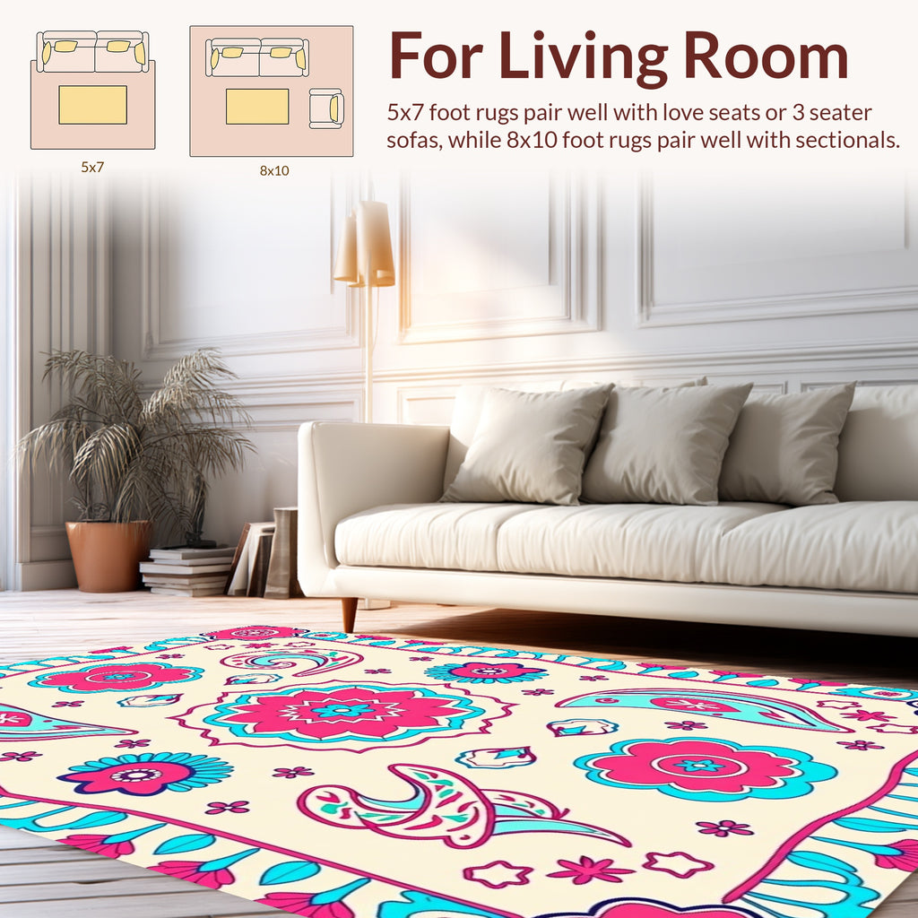 Floral Paisley Vibrant Pattern Rug