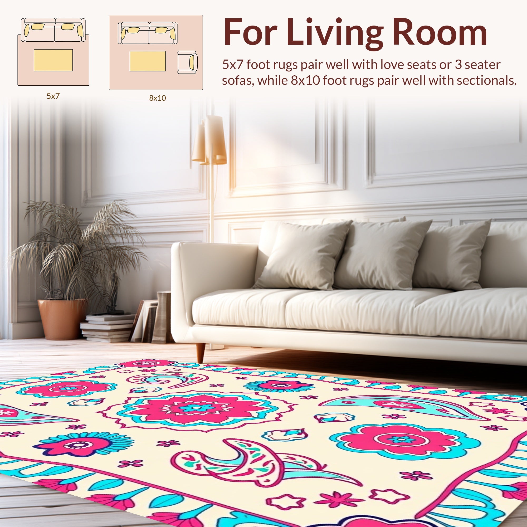 Floral Paisley Vibrant Pattern Rug