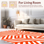 Bold Orange Geometric Maze Rug