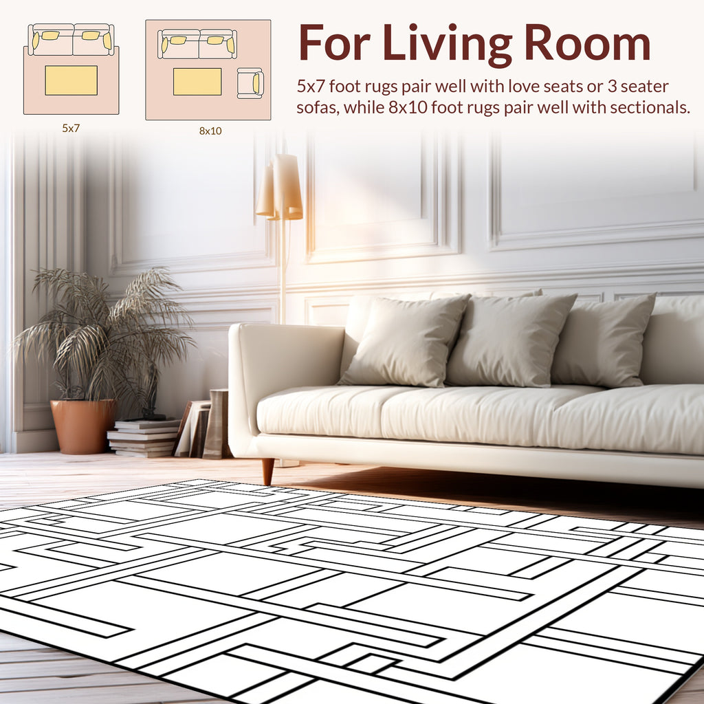 Abstract Linear Intersecting Lines Design Rug