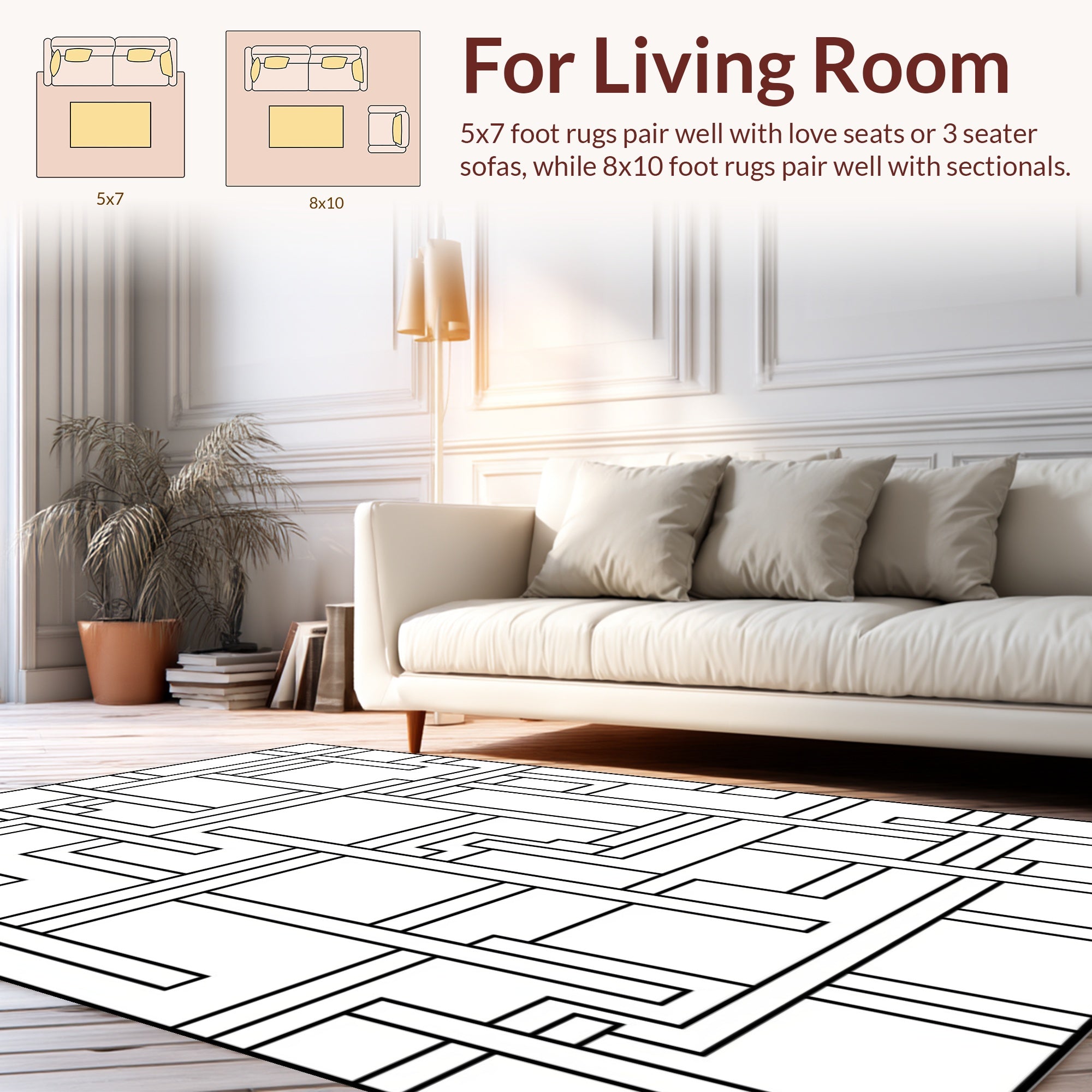 Abstract Linear Intersecting Lines Design Rug