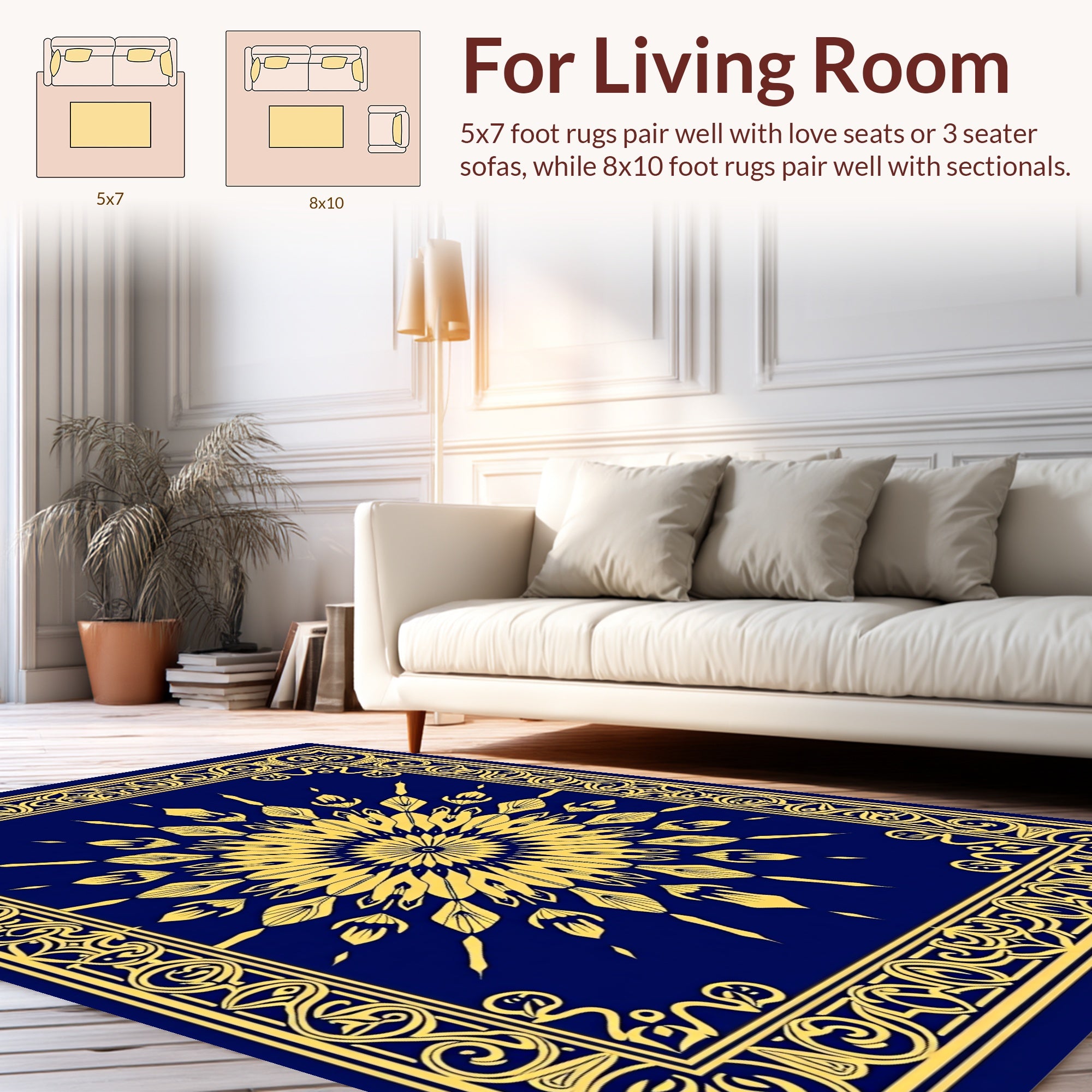 Ornate Sunburst Mandala With Border Rug