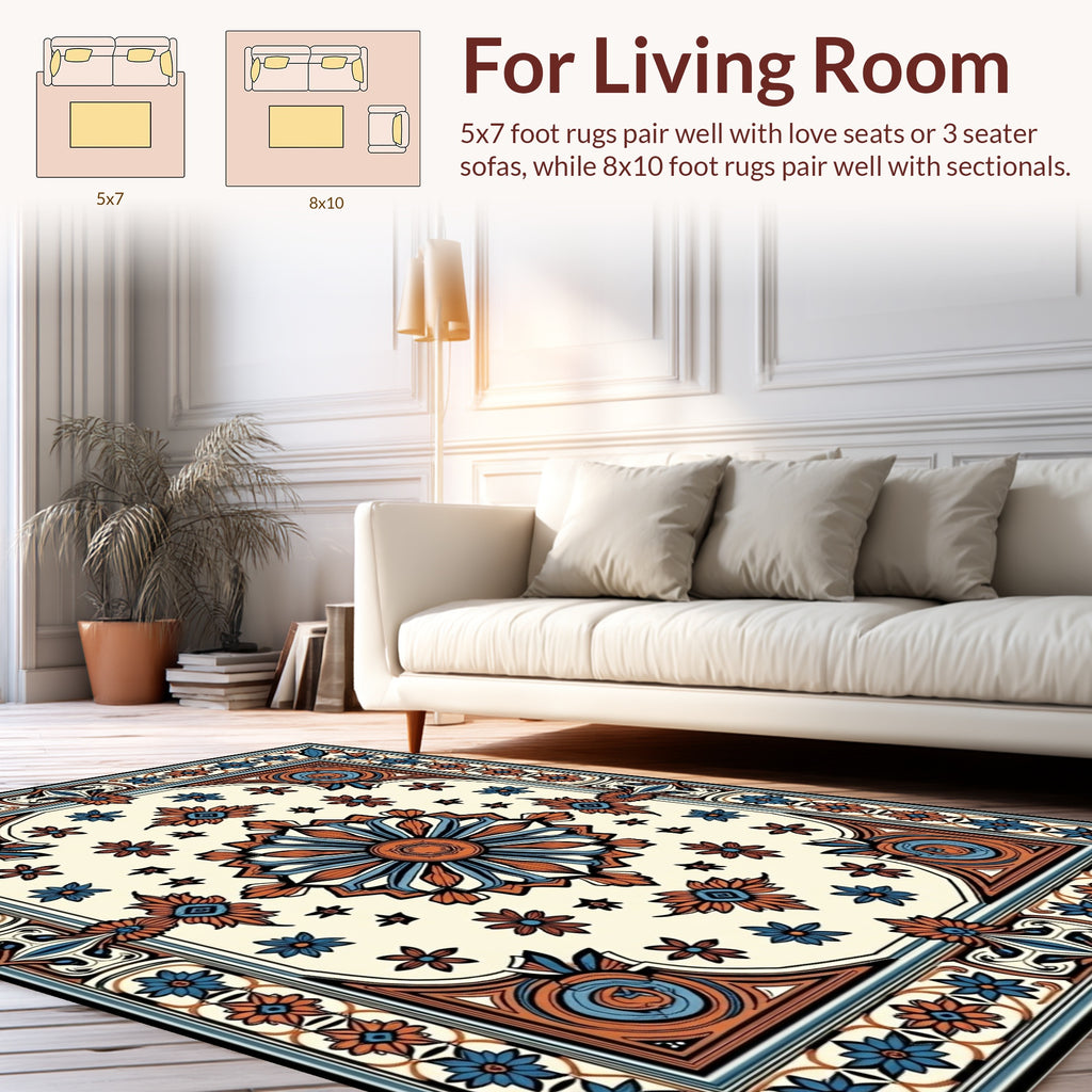 Intricate Floral Medallion Pattern Rug