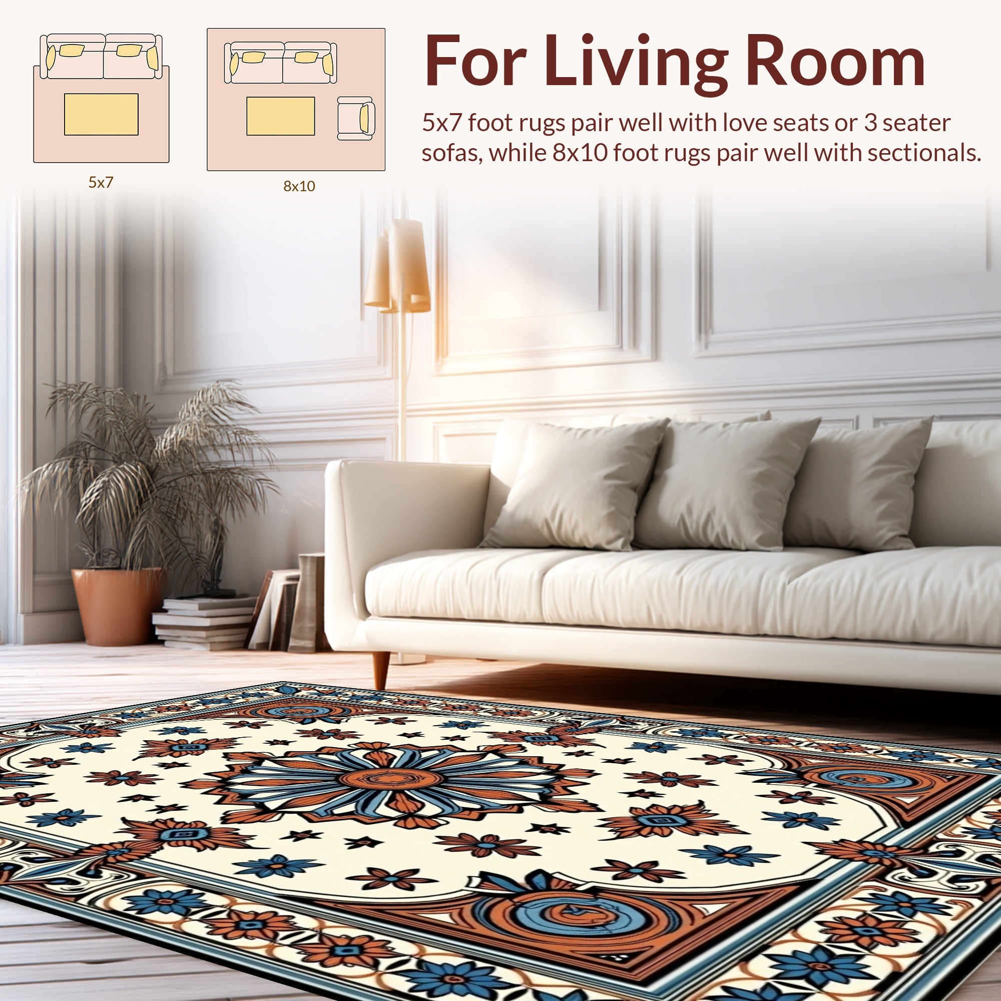 Intricate Floral Medallion Pattern Rug