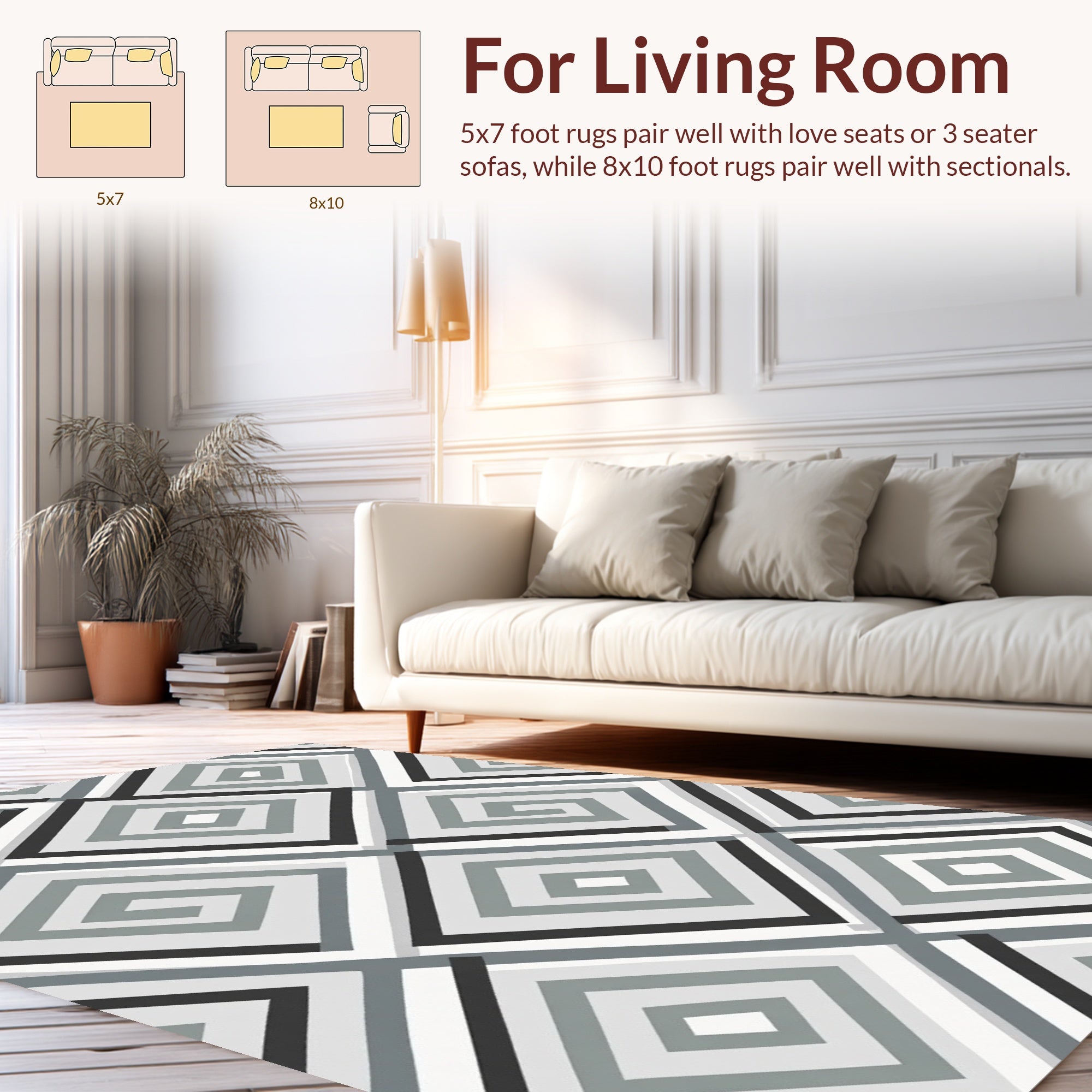 Geometric Diagonal Diamond Pattern Rug