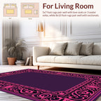 Ornate Pink Floral Frame Pattern Rug