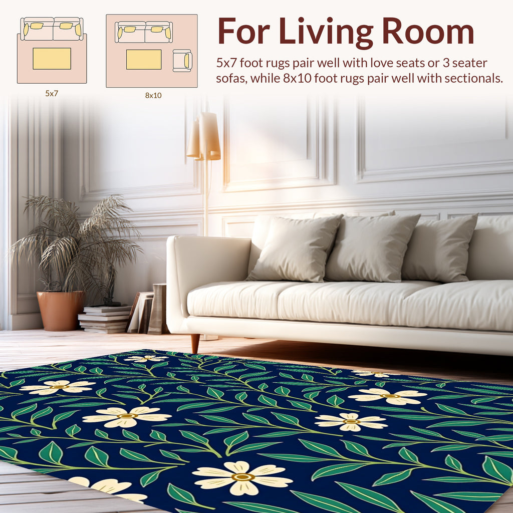 Dark Floral Vine Pattern Rug