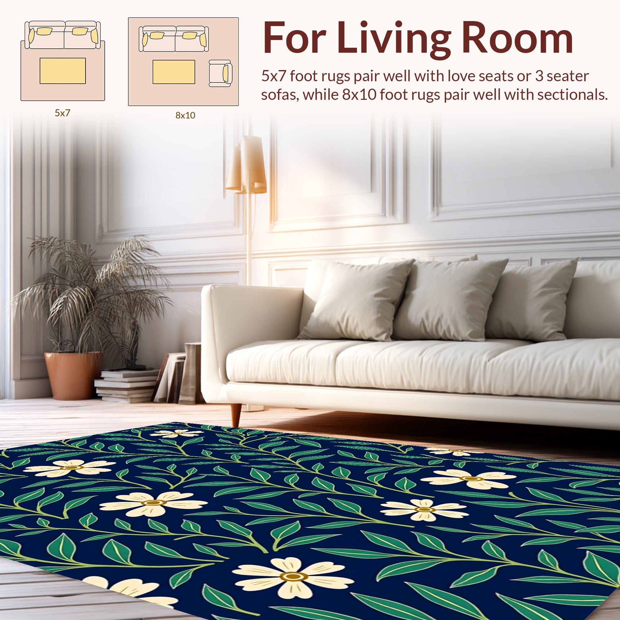 Dark Floral Vine Pattern Rug