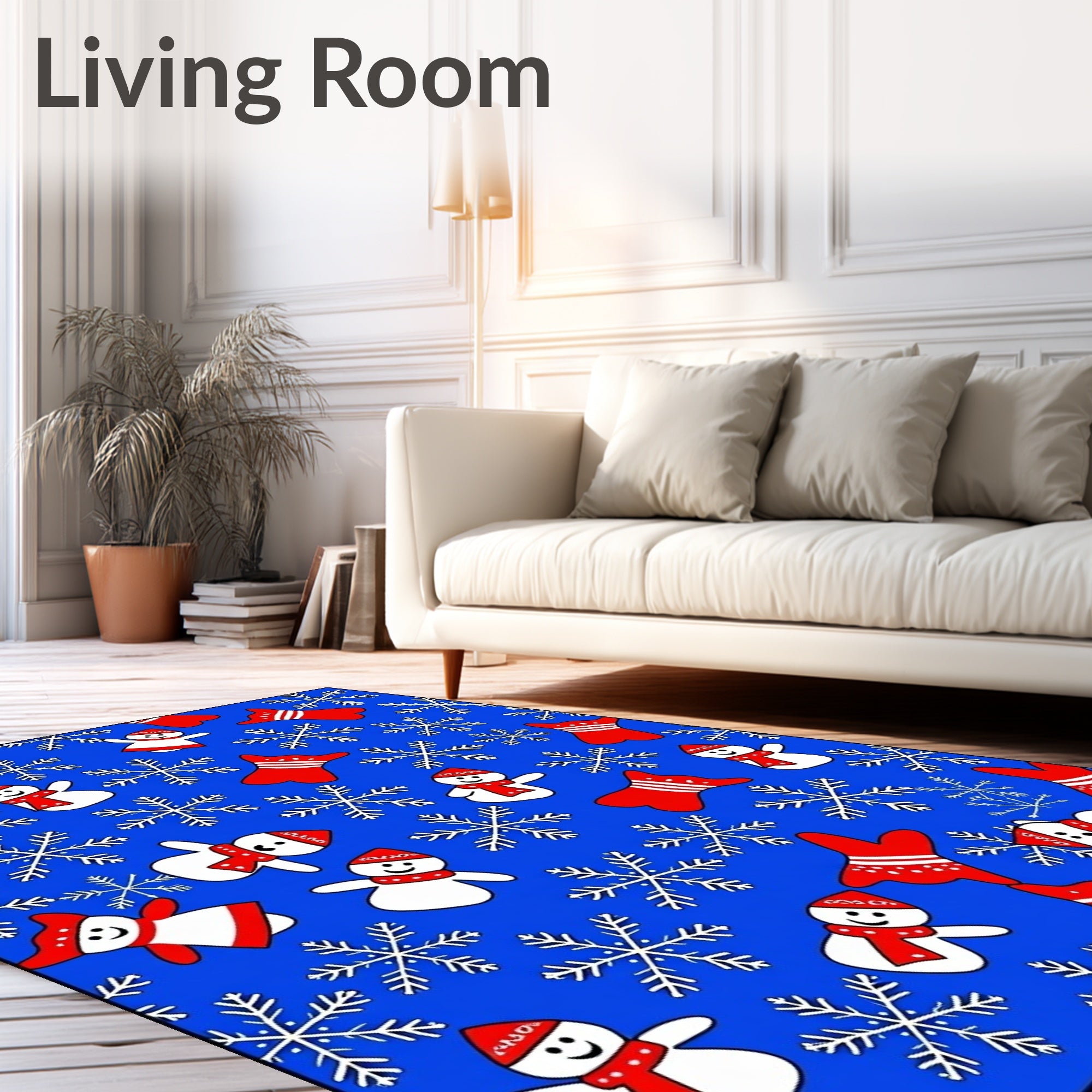 Festive Snowmen And Snowflakes Rug