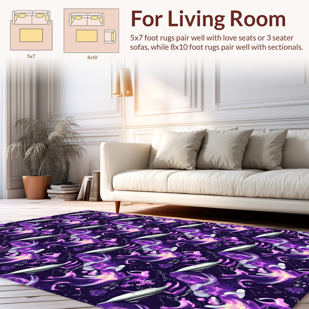 Vivid Purple Galaxy Swirl Pattern Rug