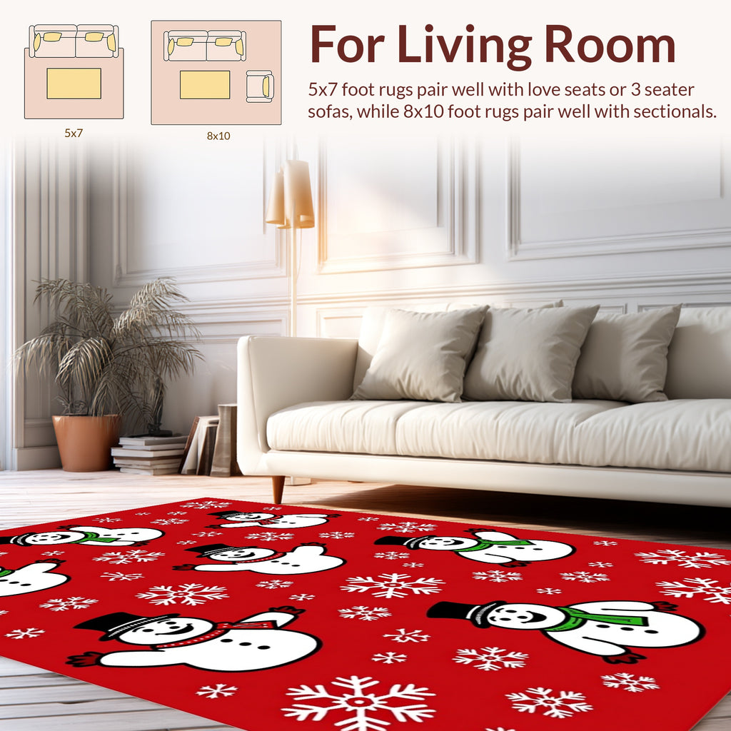 Cheerful Snowman Snowflake Pattern Rug