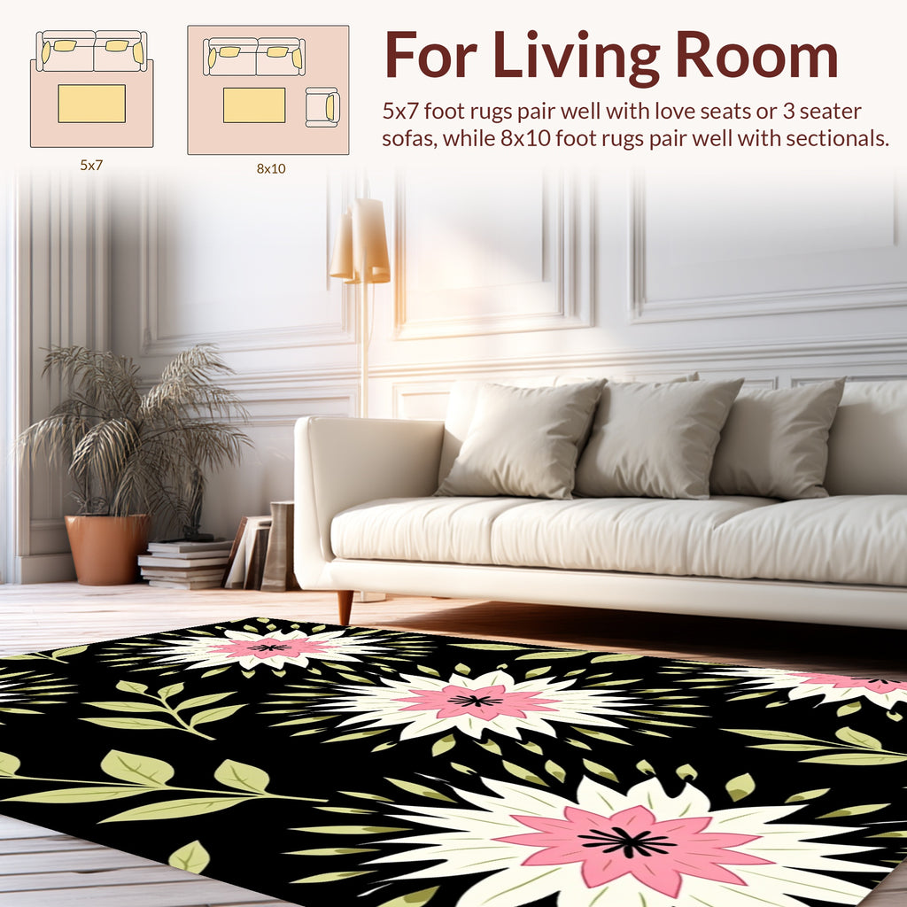 Bold floral pattern with pink centers Rug