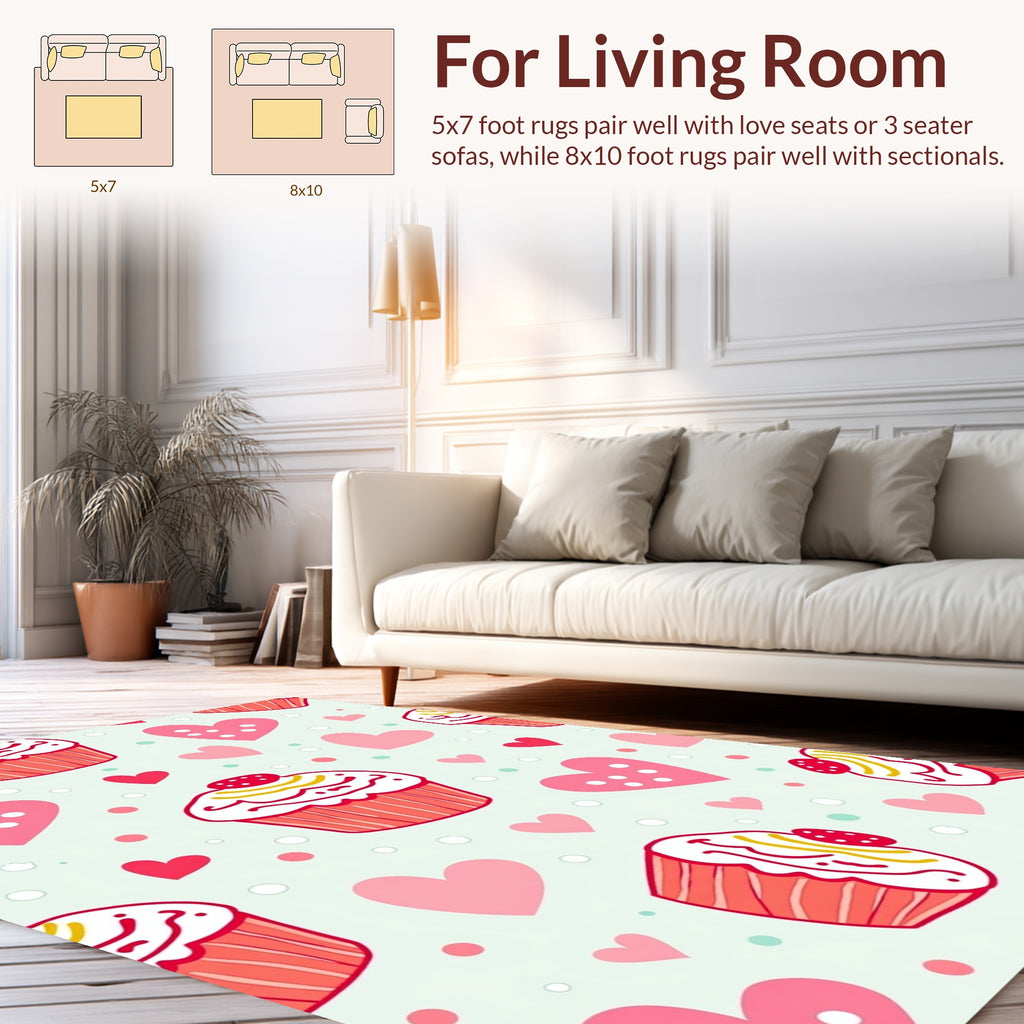 Sweet Hearts And Cupcakes Pattern Rug