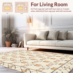 Abstract Geometric Orange Beige Design Rug