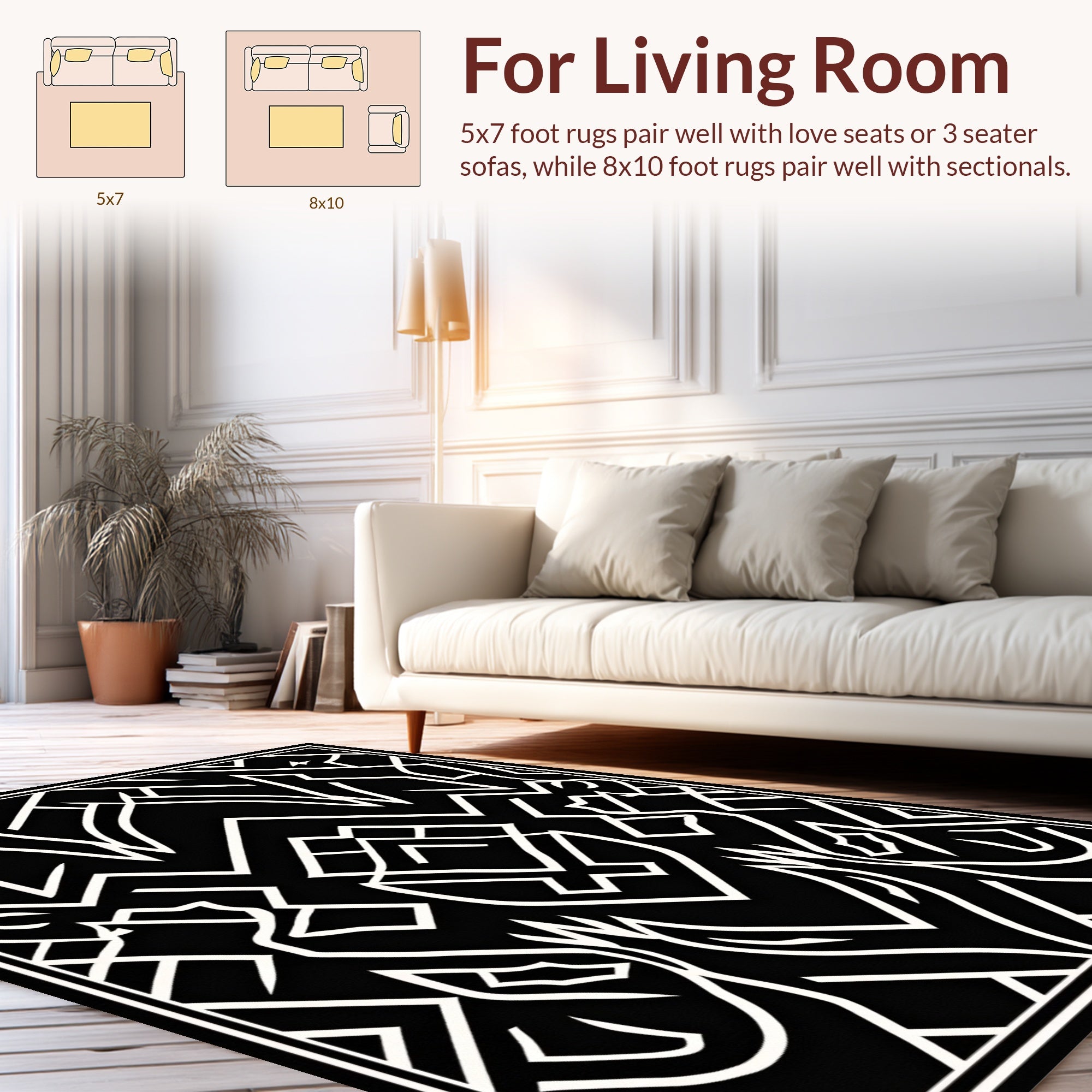 Bold Abstract Geometric Wildlife Pattern Rug