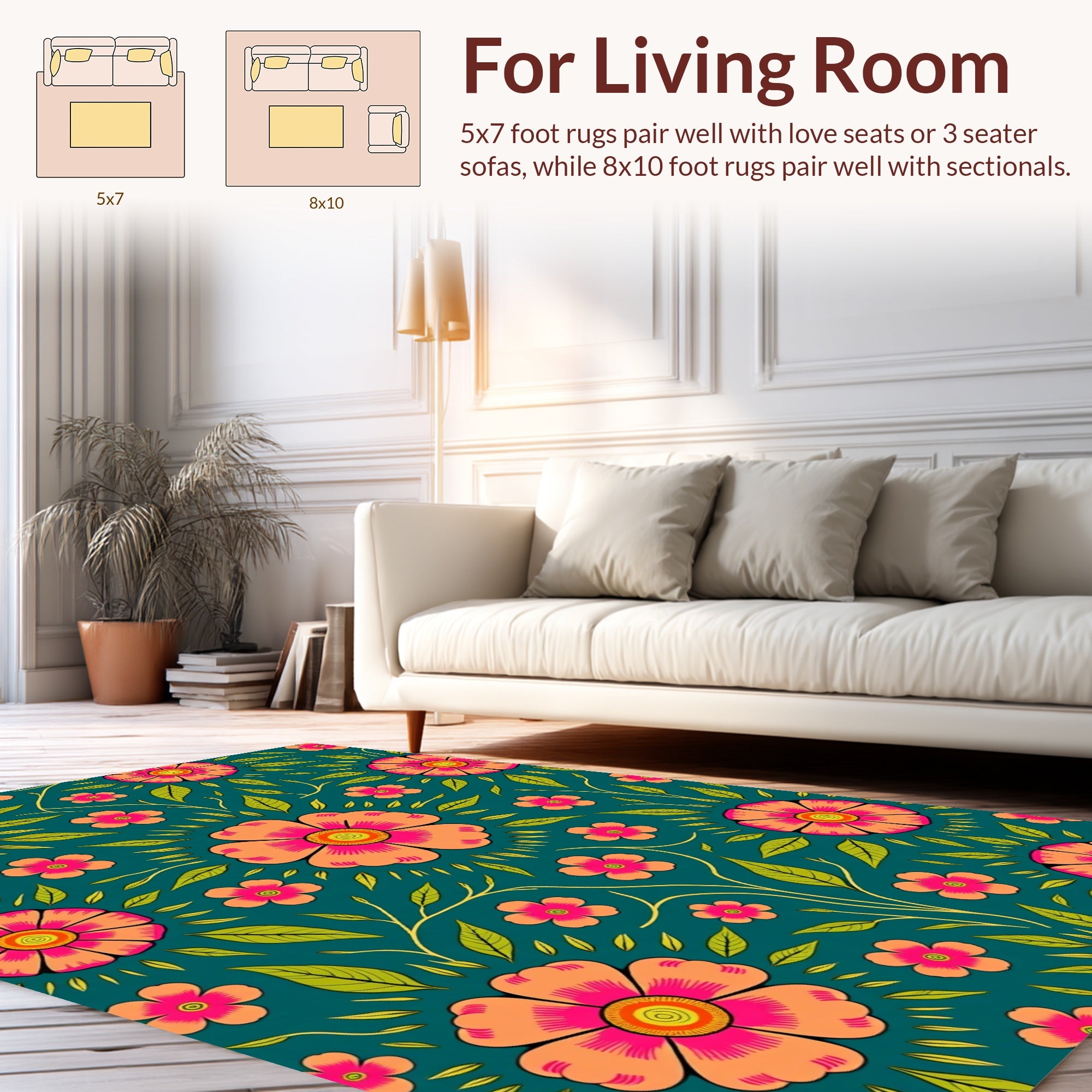 Vibrant Floral Vines Pattern Rug