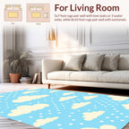 Sky Blue Cream Cloud Dots Pattern Rug