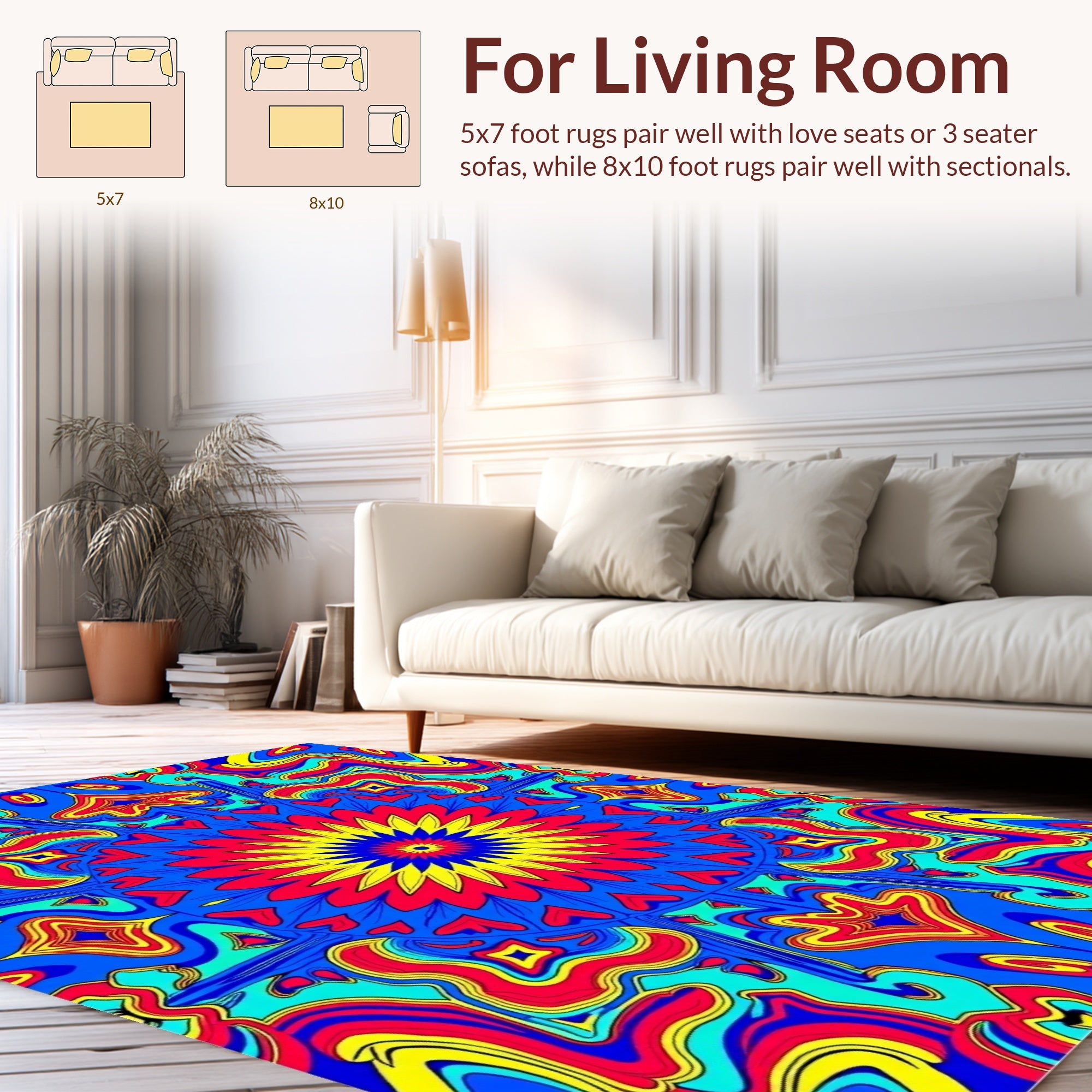 Vibrant Abstract Psychedelic Mandala Rug