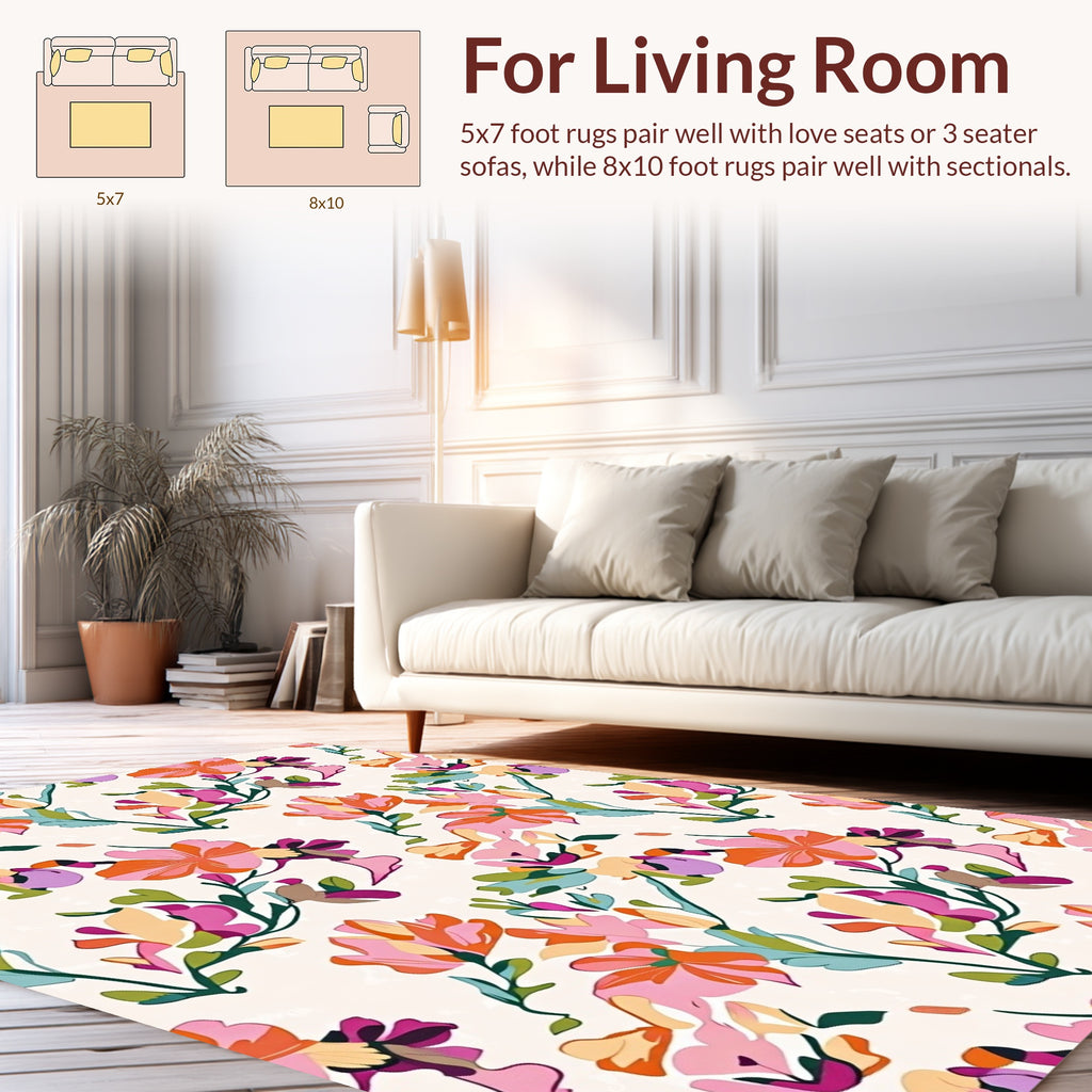 Vibrant Floral Silhouette Abstract Rug