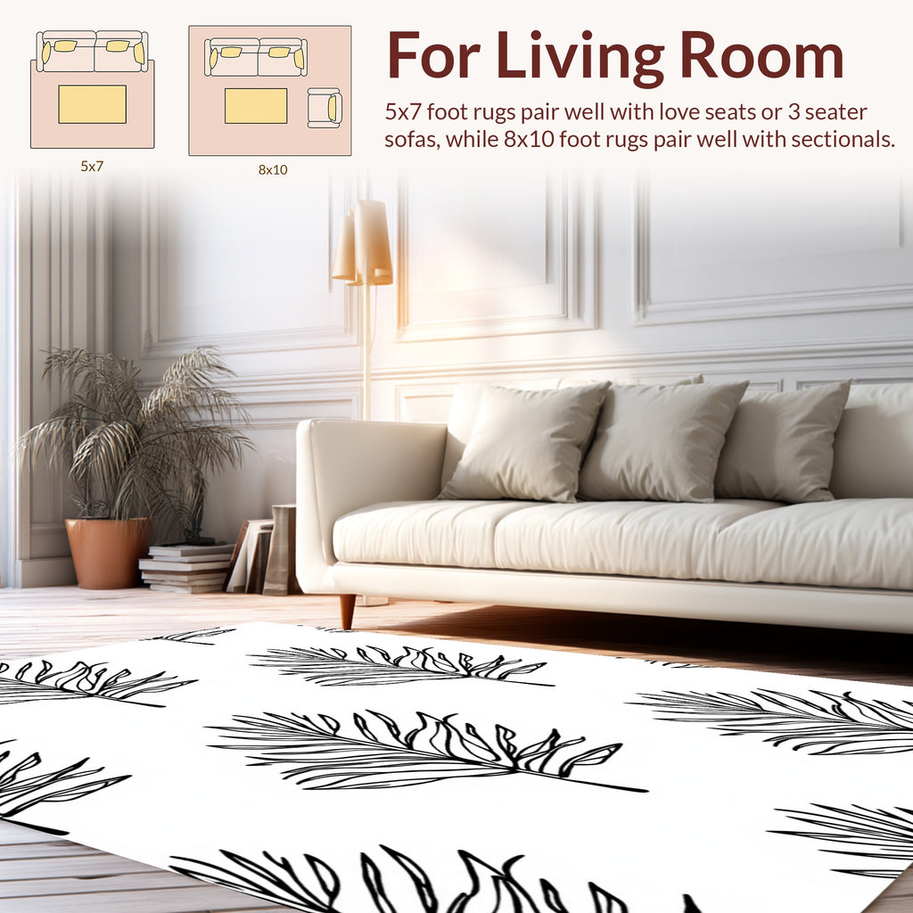 Minimalist Botanical Leaf Pattern Rug