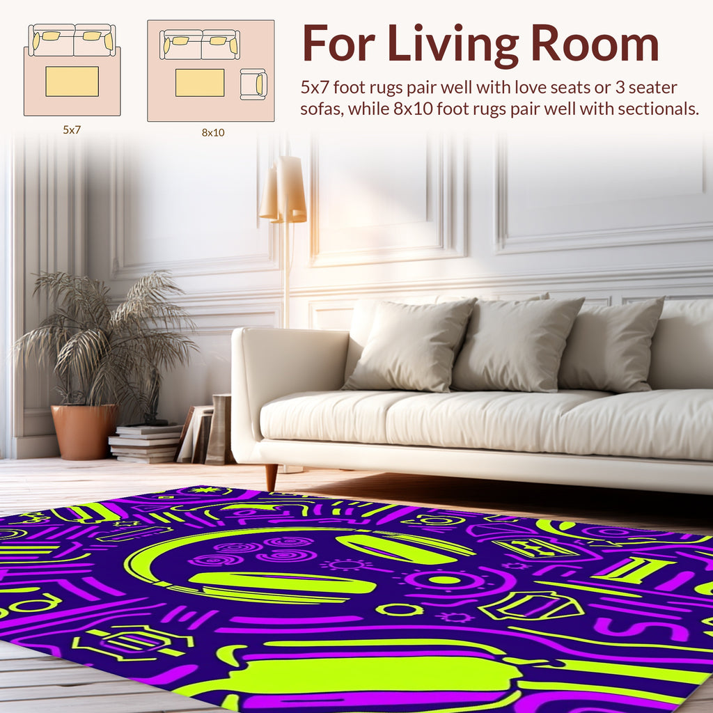 Bold Lime And Magenta Abstract Pattern Rug