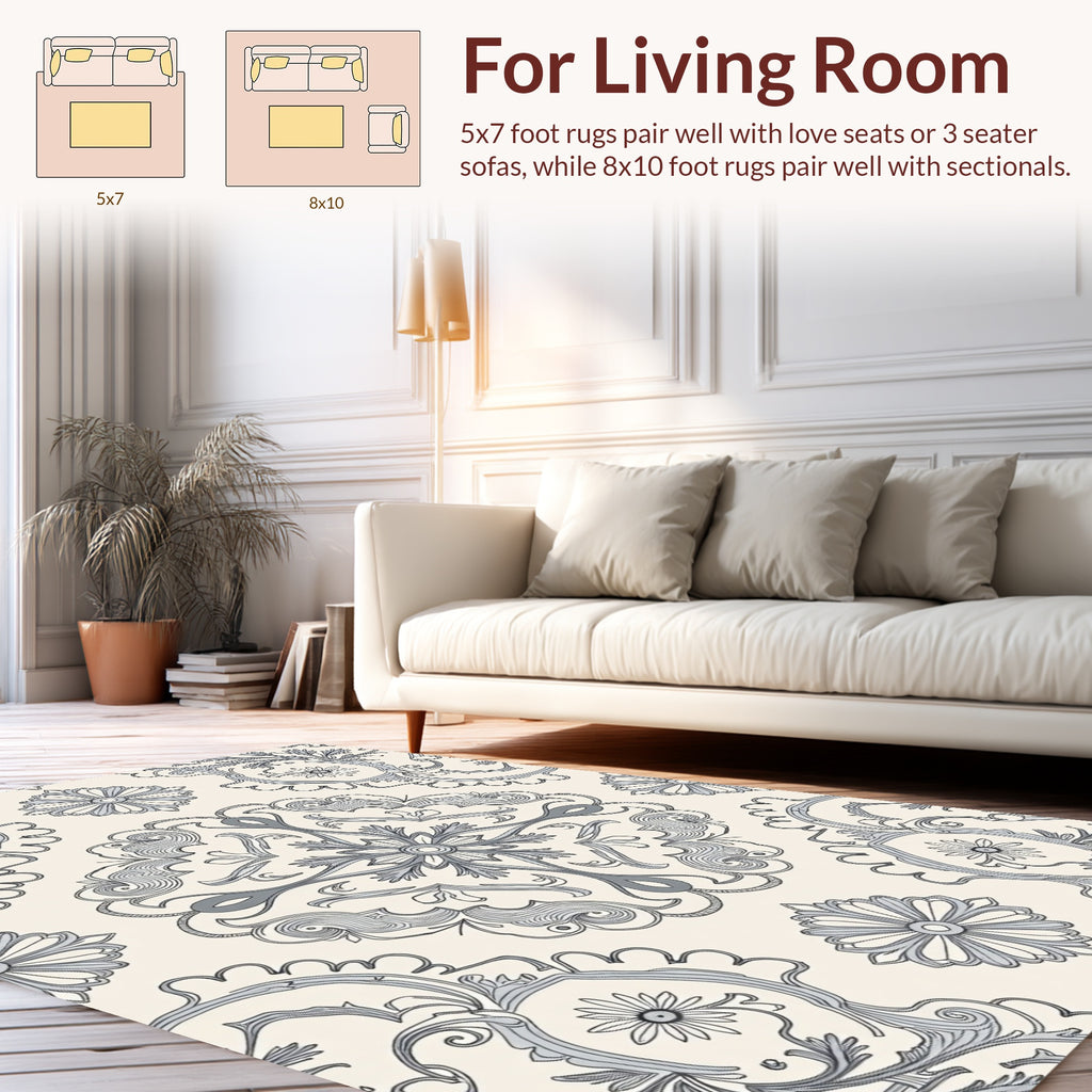 Ornate Floral Mandala Pattern Rug