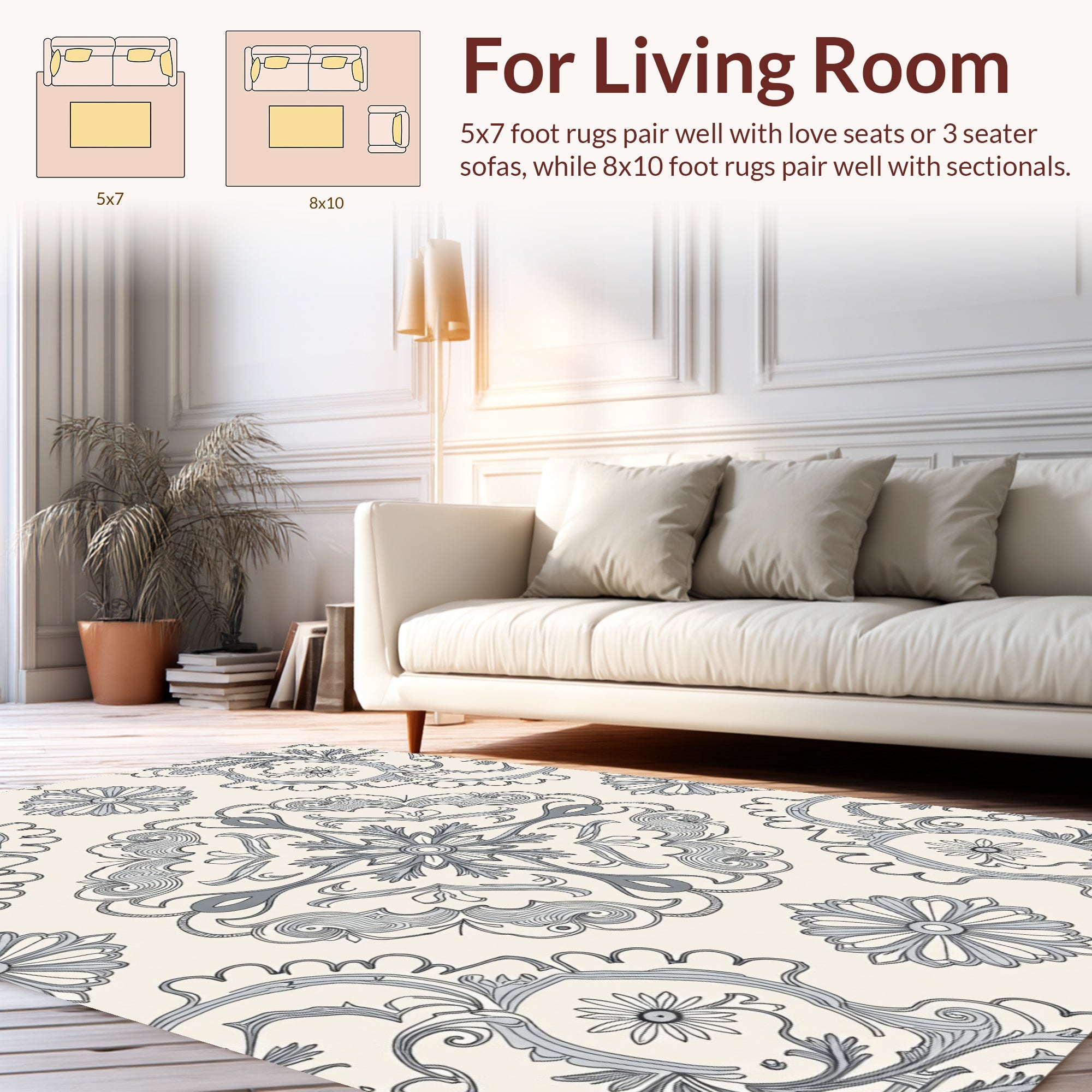 Ornate Floral Mandala Pattern Rug
